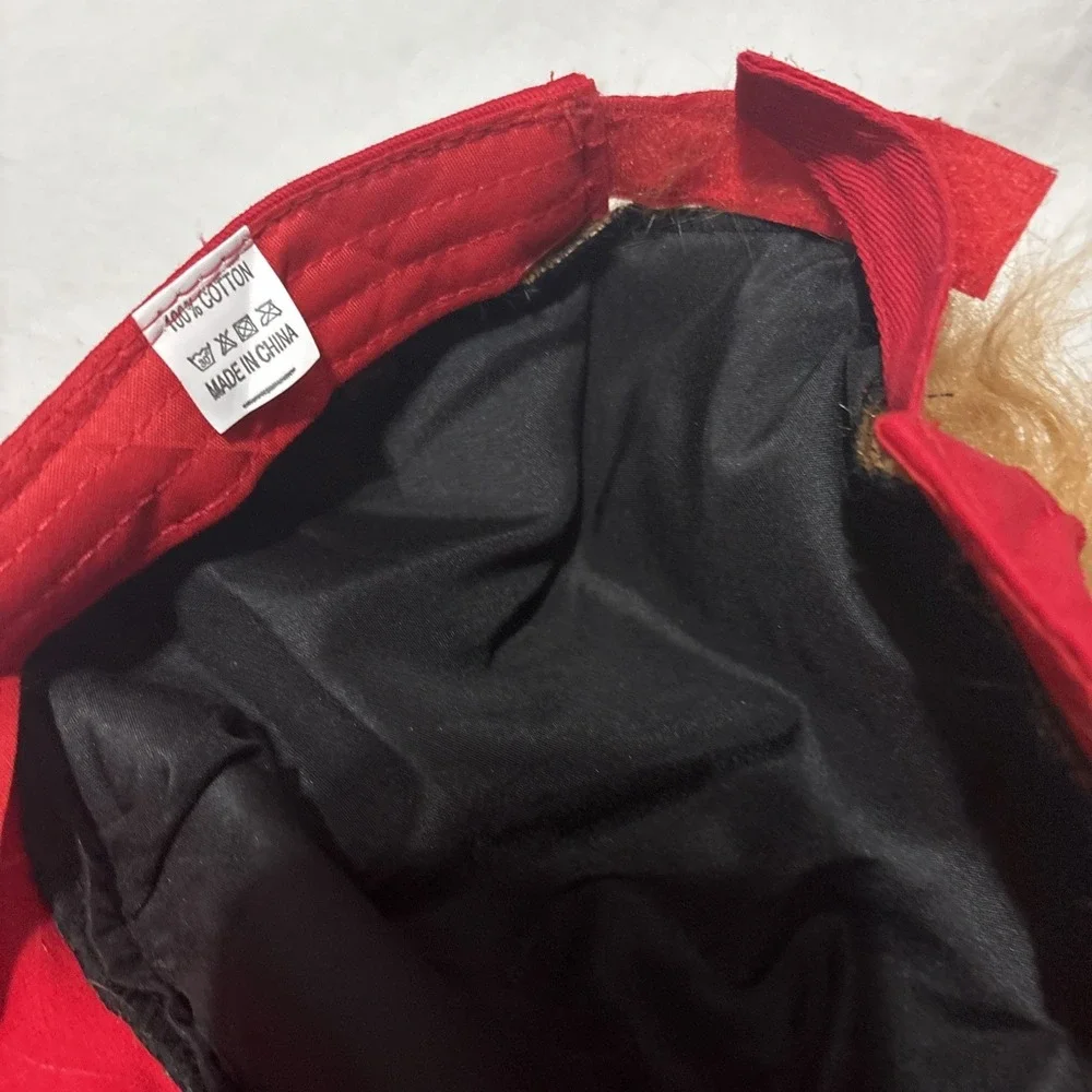Lot Of 2 President‎ Donald TRUMP Red Trumpy Visor Hat w/Gold Hair Golf Cap Wig